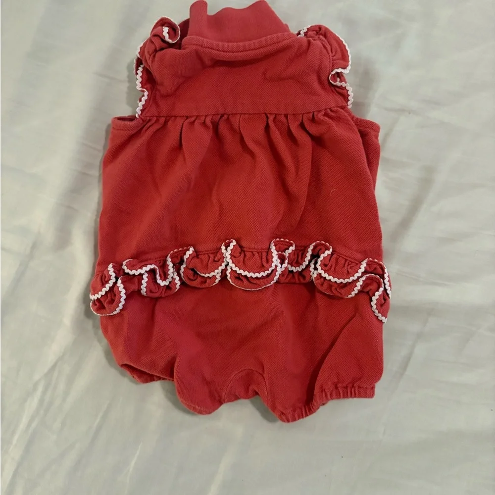Ralph Lauren Red Baby Romper with Embroidered Logo